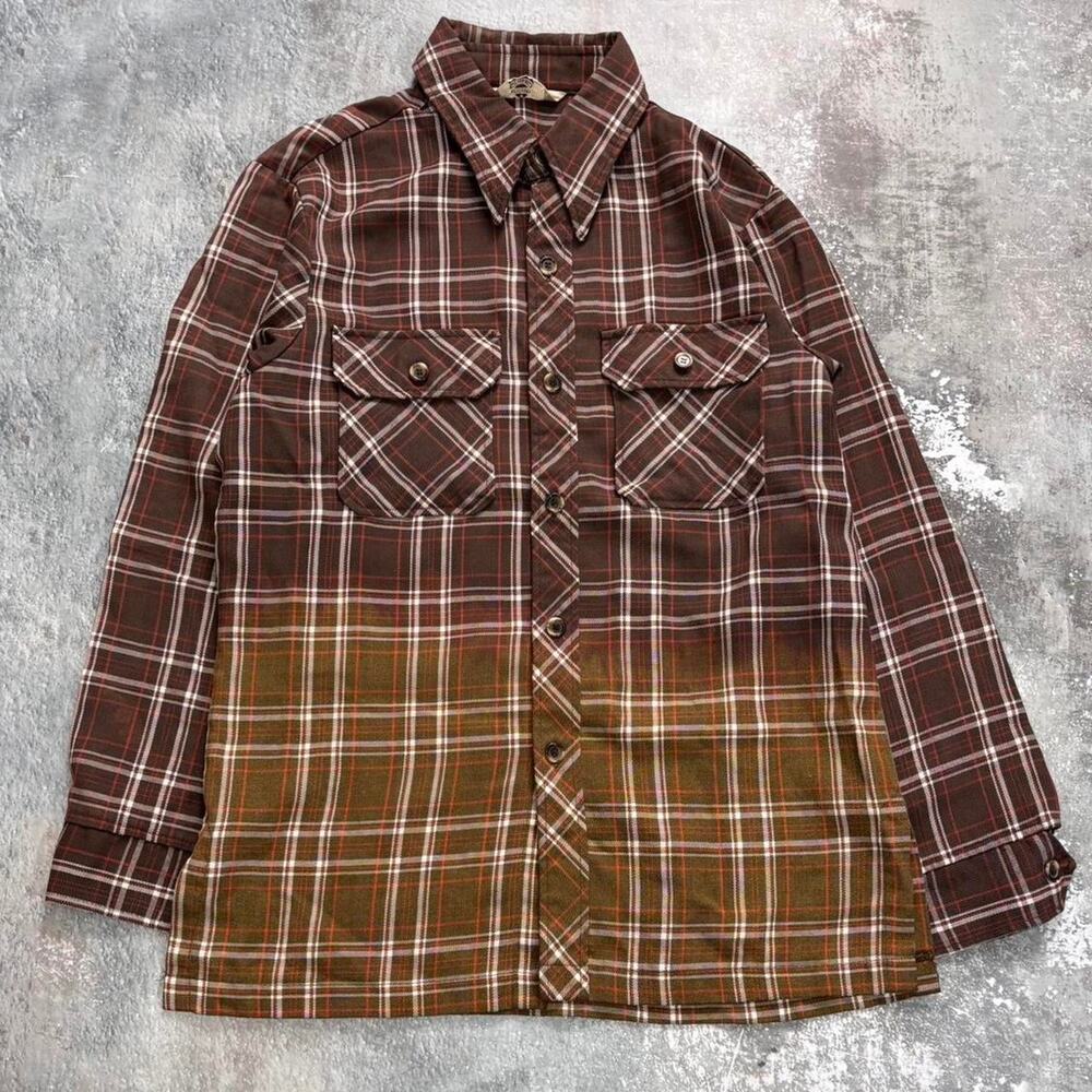 Vintage 70s Brown Levis Panetella Flannel Shirt. Size Large.